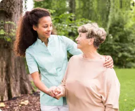 caregiver and senior woman